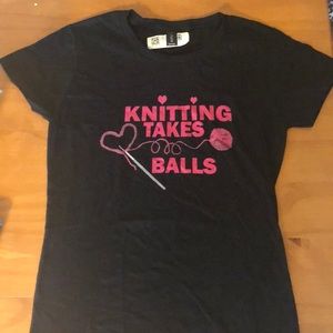 Black T-shirt for knitters.